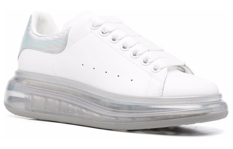 (WMNS) Alexander McQueen Leather Larry Oversized Sneakers 'White Iridescent' 611698WIB9U9620 #