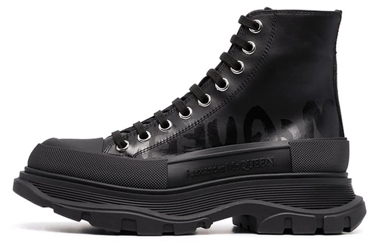 (WMNS) Alexander McQueen Tread Slick High-Top Boots 'Black' 679529WIABD1000 #