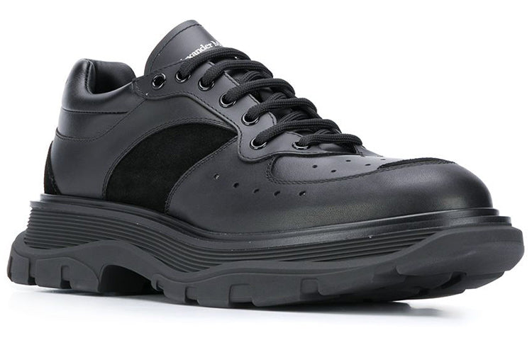 Alexander McQueen Tread Suede-panelled Leather Trainers 'Black' 627222WHRH51081 #