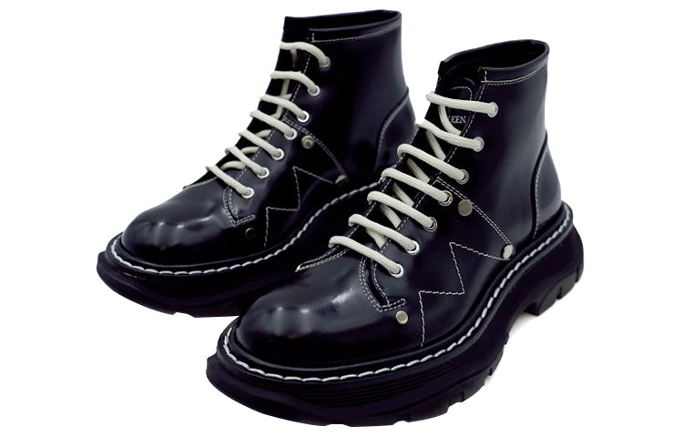 (WMNS) Alexander McQueen Tread Slick Boot 'Black Silver' 595469WHZ811090 #