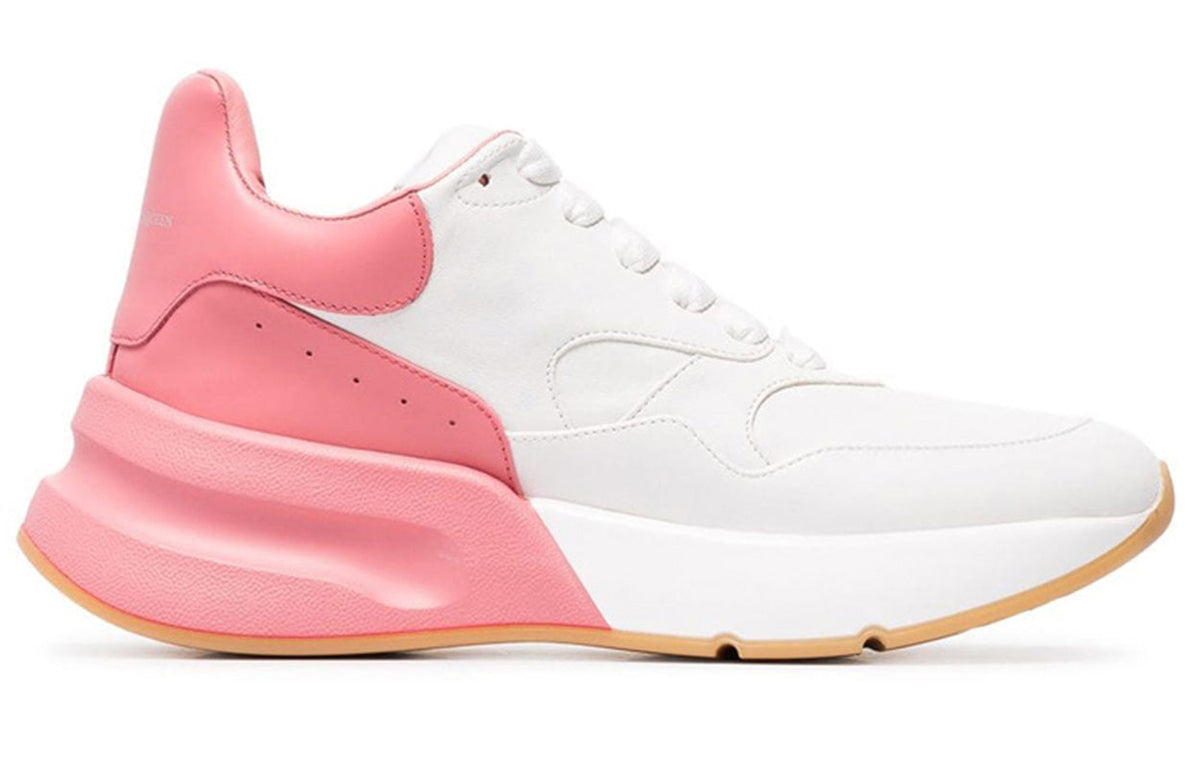 (WMNS) Alexander McQueen Oversized Runner Low Top Leather Sneakers with Mesh 'White Pink' 533709WHRU39374 #