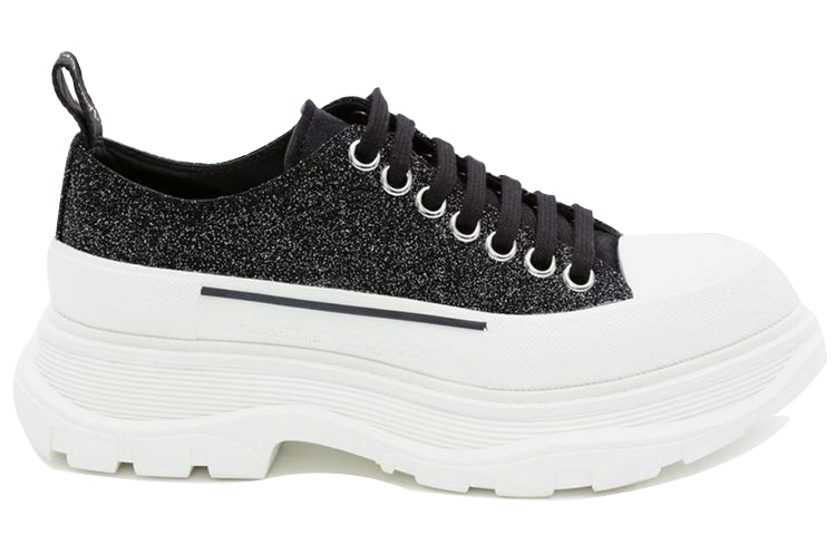 (WMNS) Alexander McQueen Tread Slick Lace Up Low 'Galaxy Black' 633902WHW571027 #