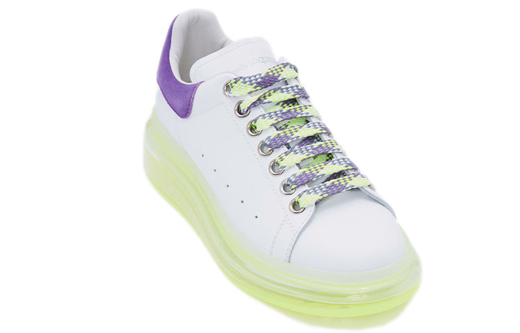 (WMNS) Alexander McQueen Neon Sole Leather Sneakers 'White Purple' 612744WIA4G9333 #