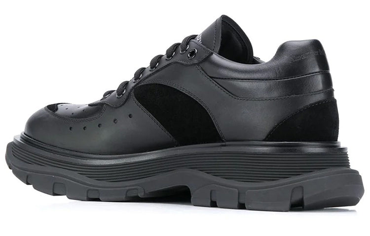 Alexander McQueen Tread Suede-panelled Leather Trainers 'Black' 627222WHRH51081 #