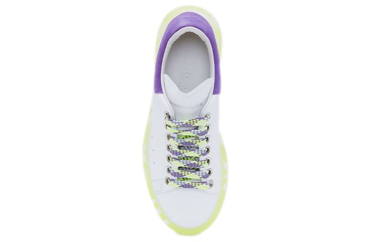 (WMNS) Alexander McQueen Neon Sole Leather Sneakers 'White Purple' 612744WIA4G9333 #