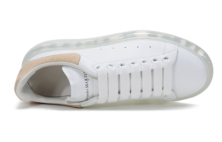 (WMNS) Alexander McQueen Clear Sole Oversized Sneaker 'Beige Embossed Suede Crocodile' 650796WHZ4V9728 #