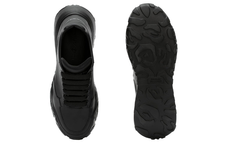 Alexander McQueen Oversized Court Trainer 'Black Leather' 634619WIA981000 #