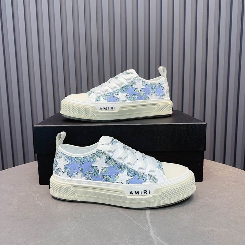 AMIRI Stars Court Low Sneaker – White / Blue Glitter