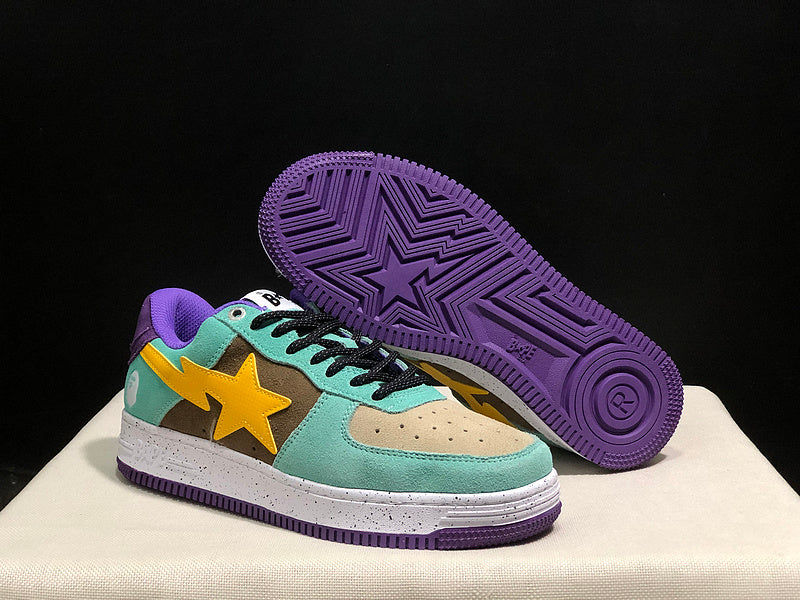 BAPE STA Sneakers | Multi-Panel Suede | Teal/Purple | EU Sizes 36–45