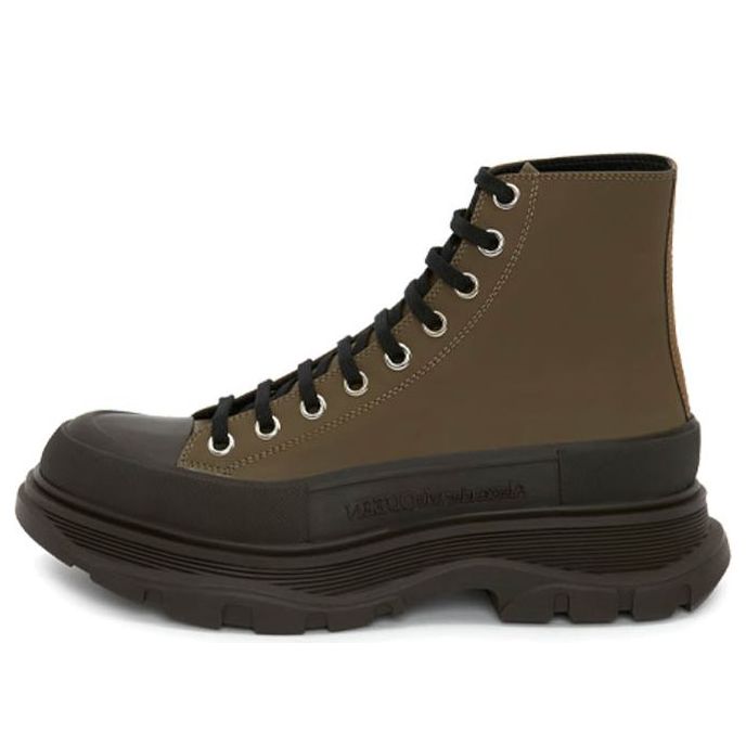Alexander McQueen Leather Ankle Boots 'Khaki Green' 627206WHYK33238 #