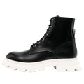 (WMNS) Alexander McQueen Leather Ankle Boots 'Black White' 708056WIC6C1595 #