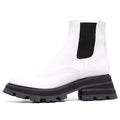 (WMNS) Alexander McQueen Leather Chelsea Ankle Boots 'White Black' 666368WHZ849360 #