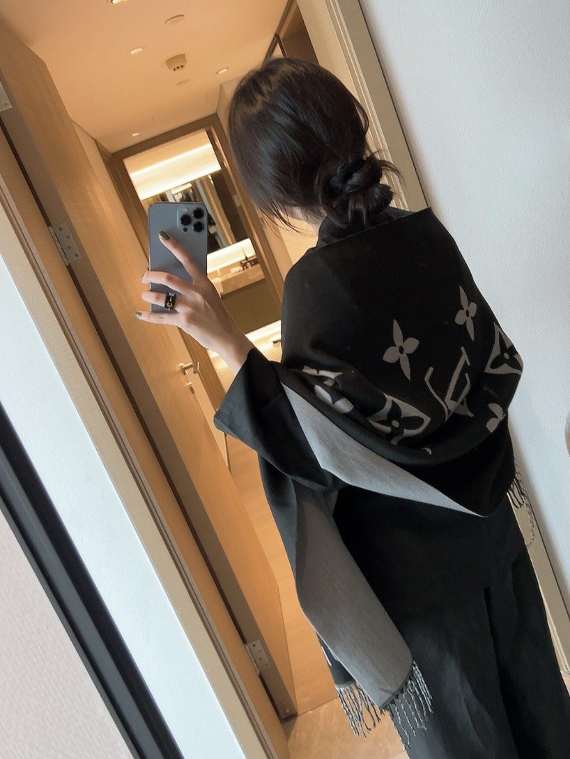 Louis Vuitton Oversized Floral and Lettered Fringe Scarf