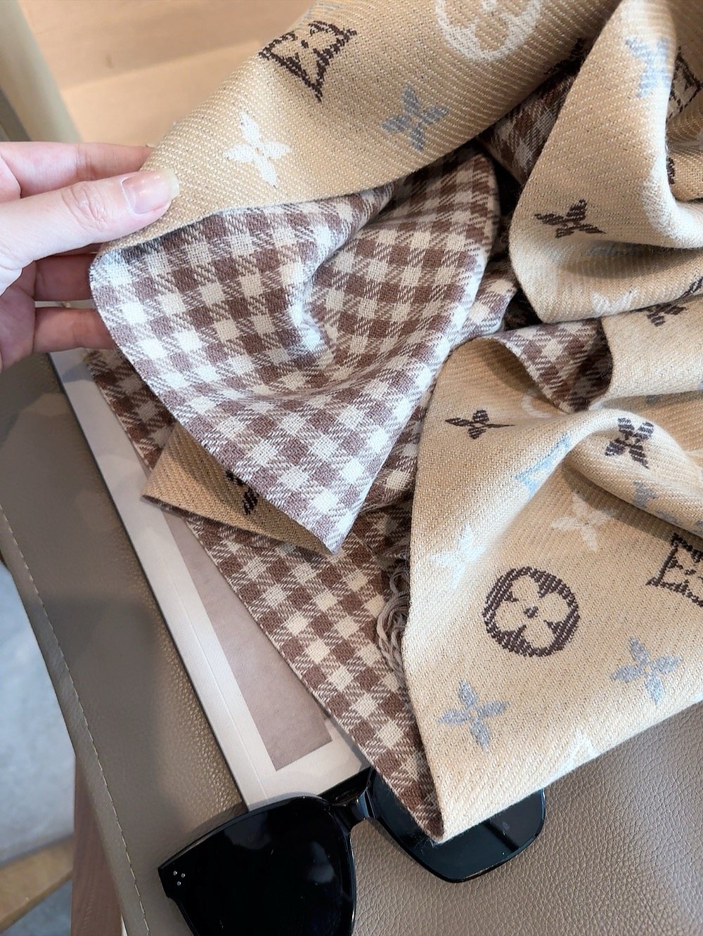 Louis Vuitton Reversible Monogram and Gingham Scarf