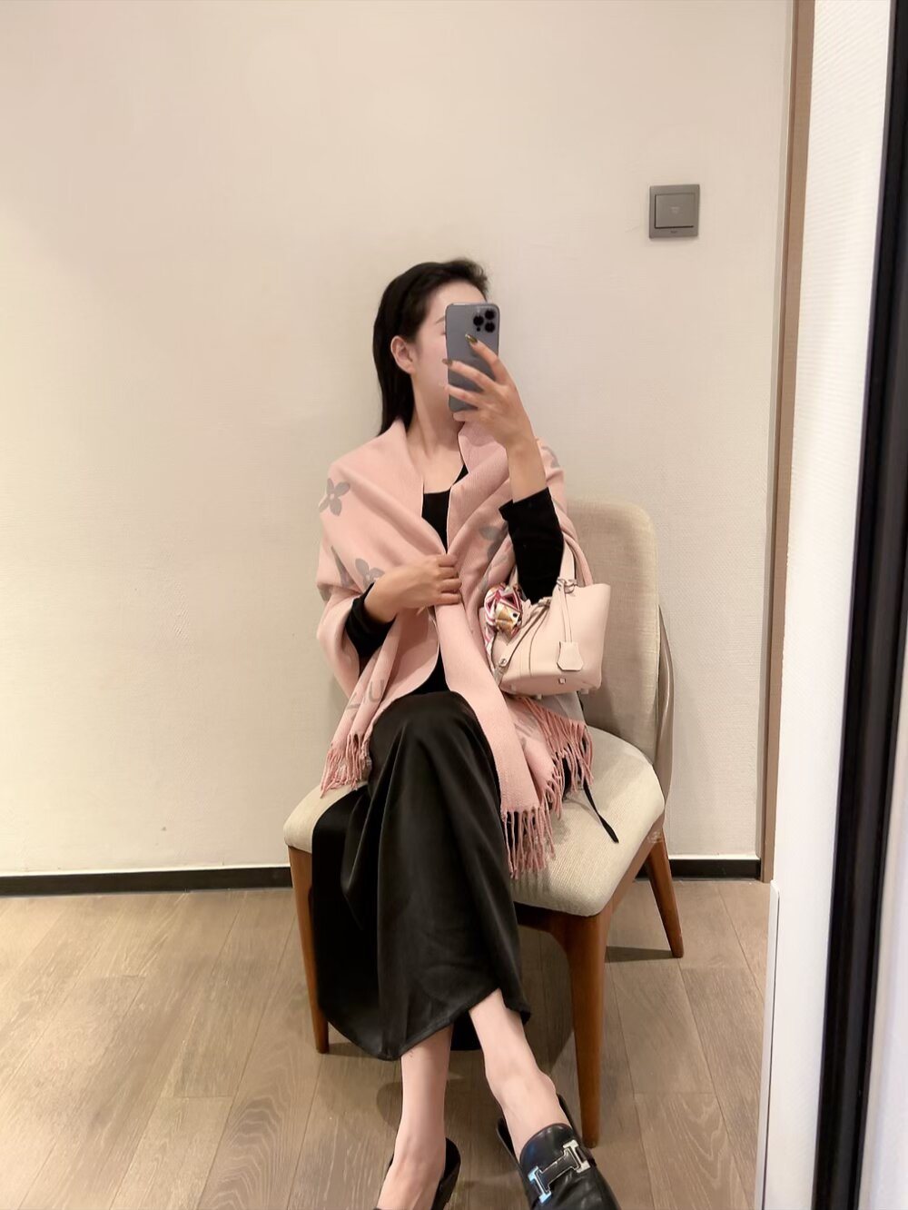 Louis Vuitton Oversized Floral Monogram Fringed Scarf