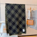 Burberry Black and Olive Plaid Scarf - 200 x 65 cm