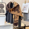 Burberry Brown Plaid Equestrian Graphic Scarf