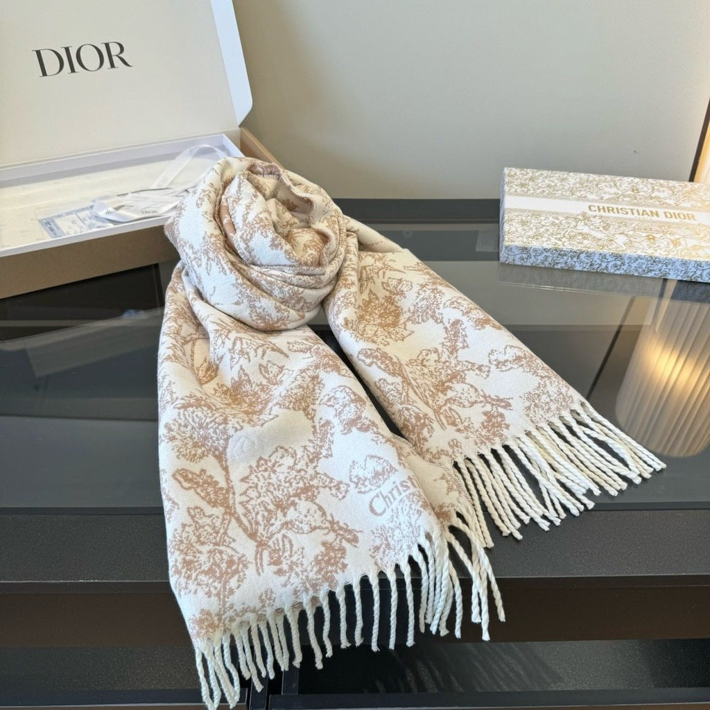 Dior Botanical Toile Fringed Scarf