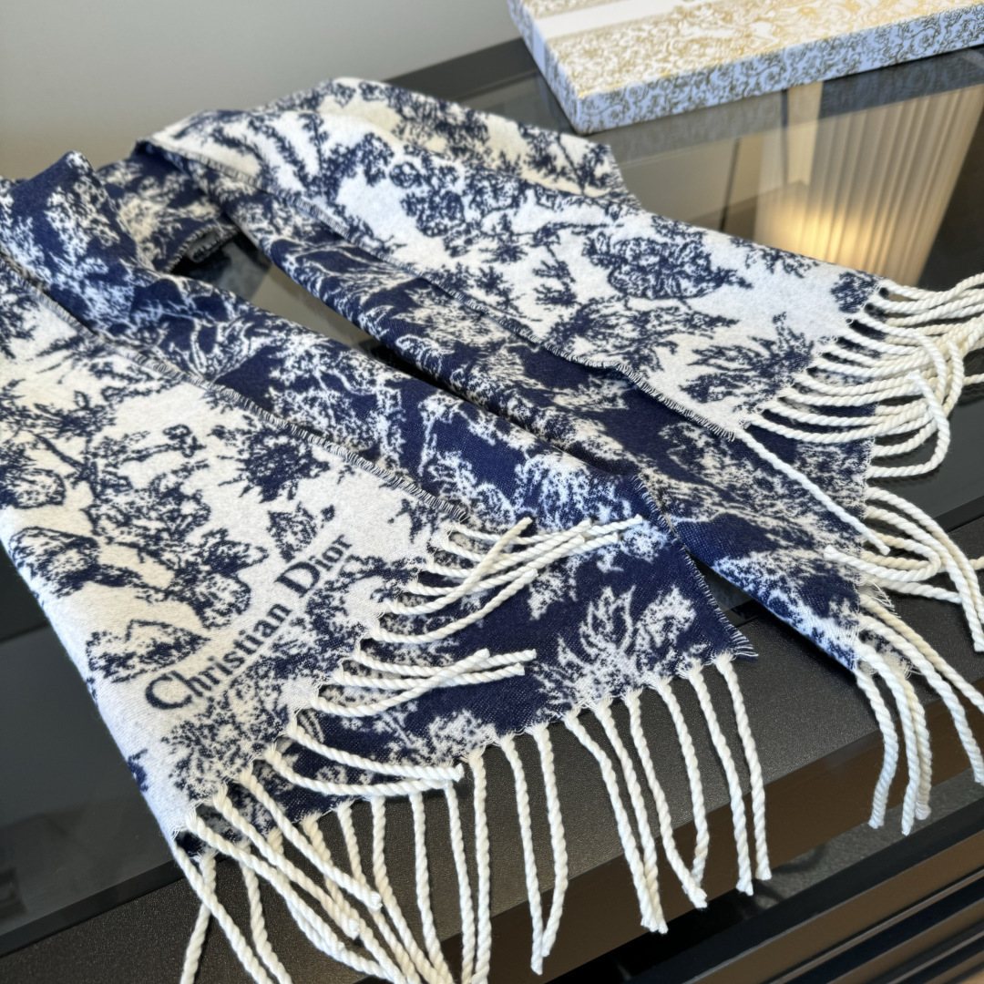 Dior Botanical Toile Fringed Scarf