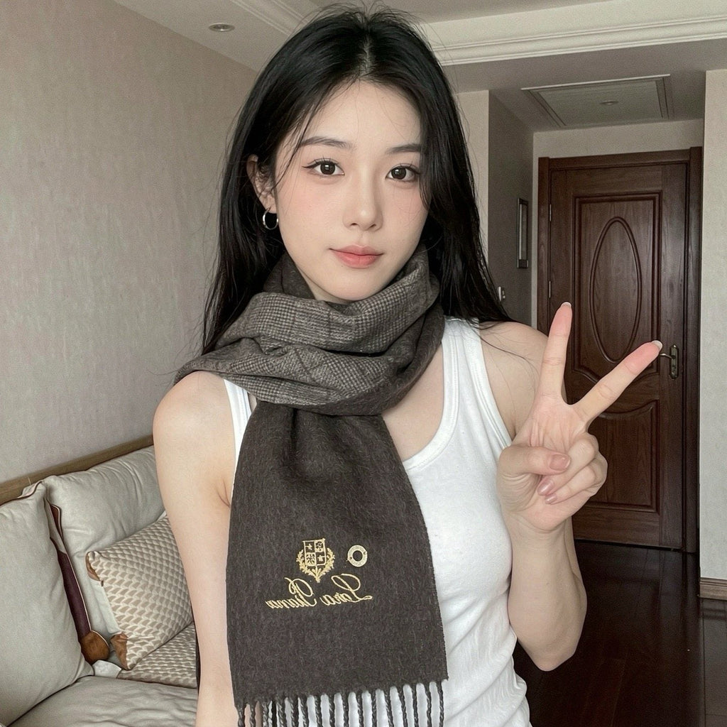 Loro Piana Reversible Scarf with Embroidered Crest