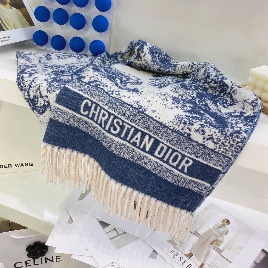 Dior Toile Print Fringed Scarf