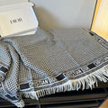Dior Houndstooth Fringe Scarf