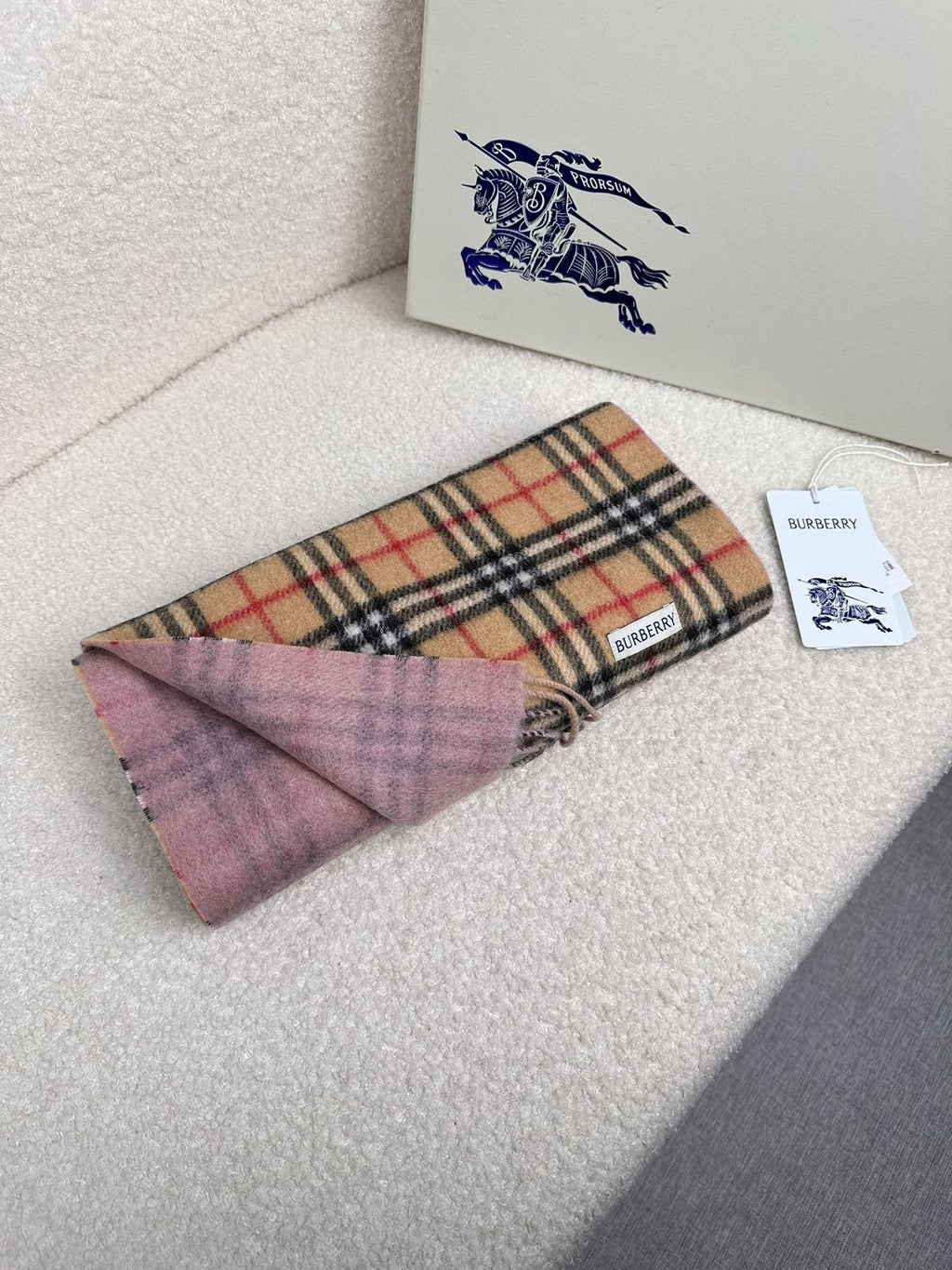 Burberry Reversible Fringed Plaid Scarf