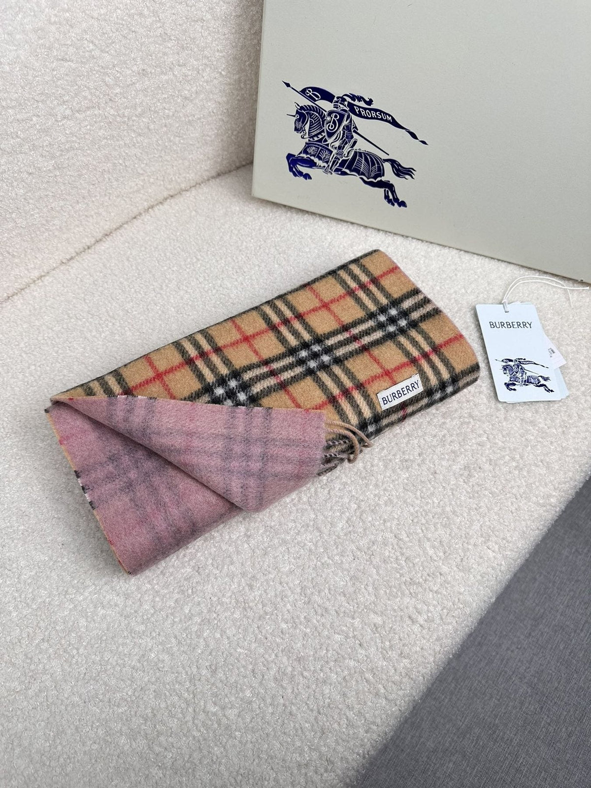 Burberry Reversible Fringed Plaid Scarf