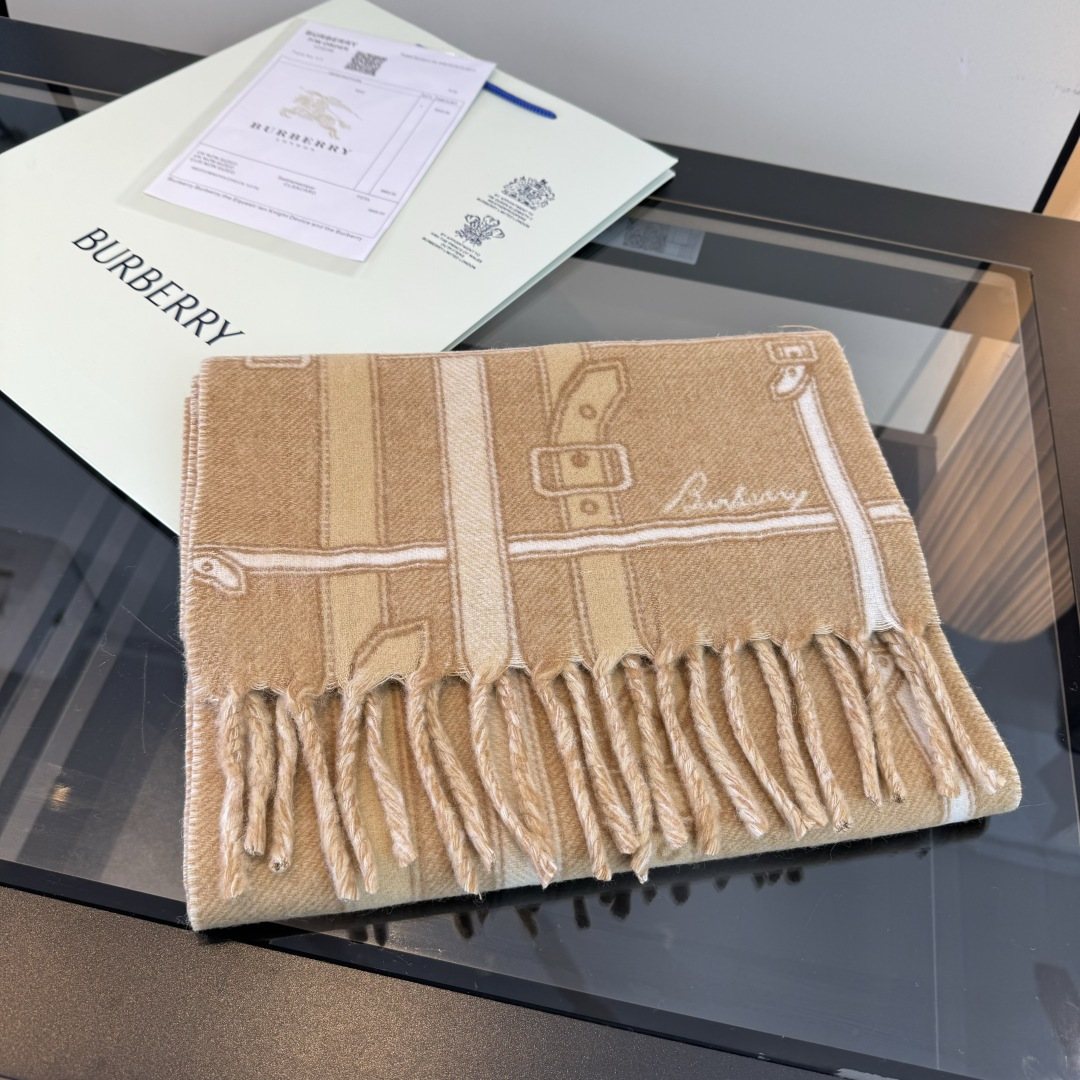 Burberry Reversible Cashmere Fringe Scarf