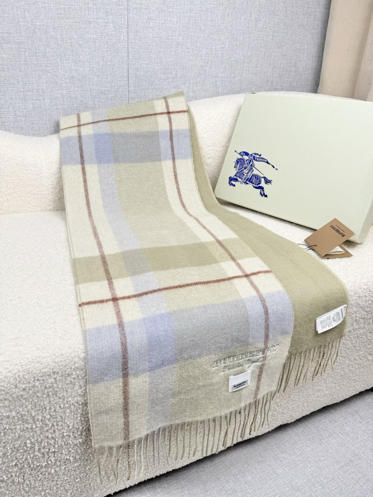 Burberry Double-Sided Plaid Fringe Scarf