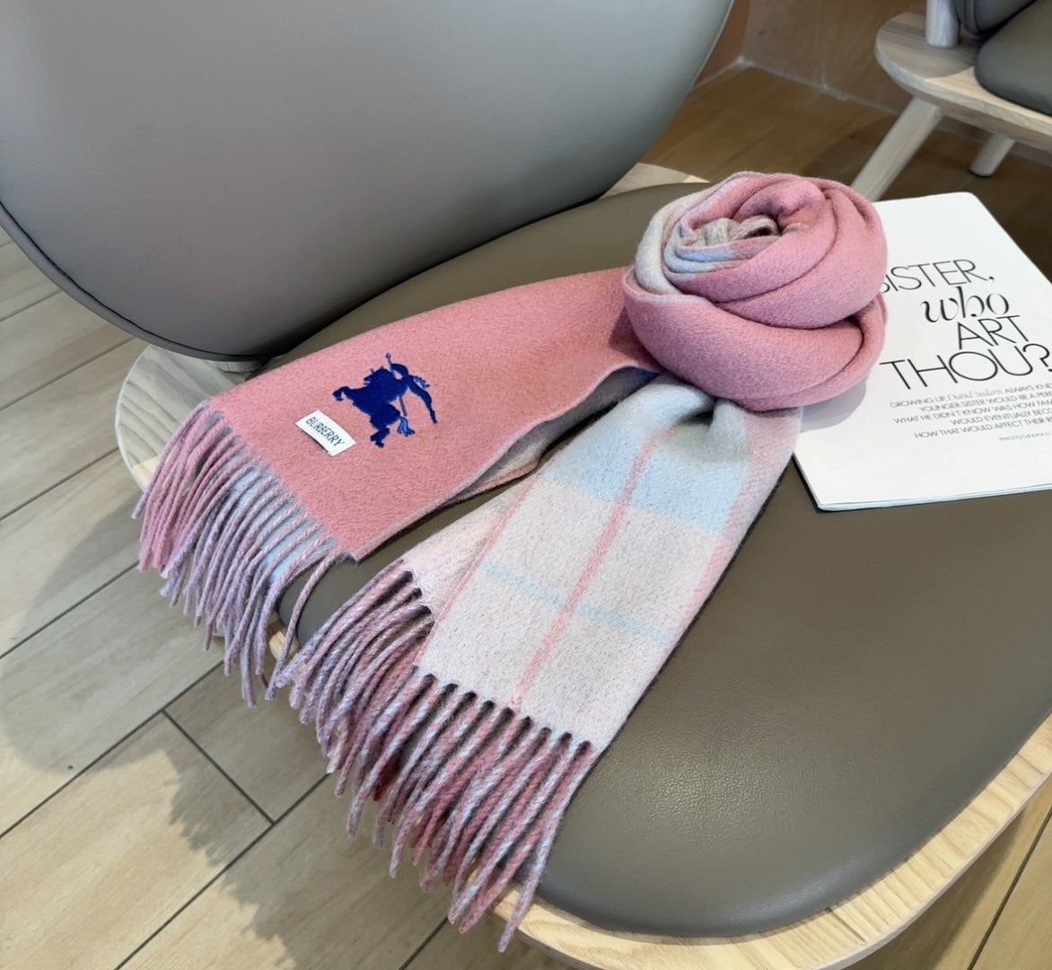 Burberry Reversible Plaid Fringed Scarf