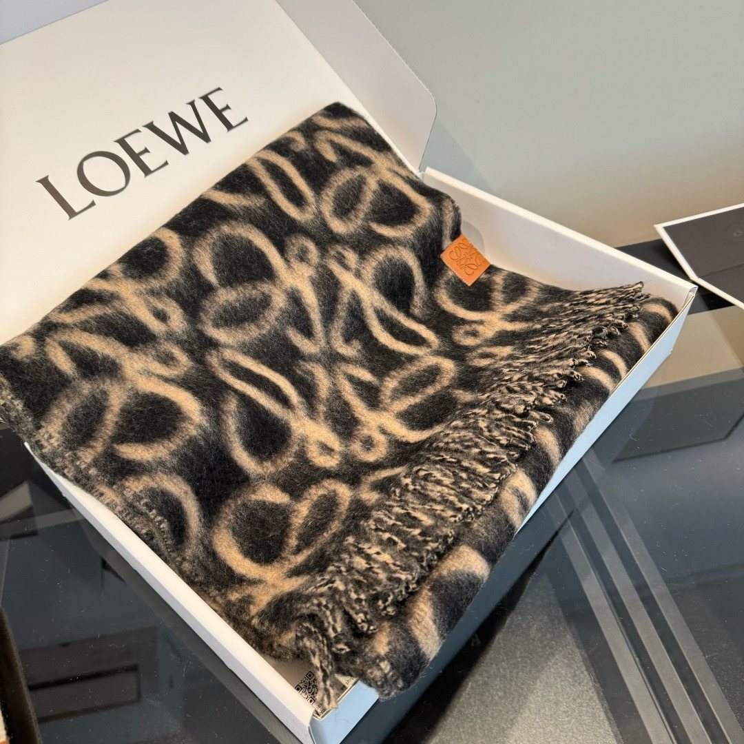 Loewe Loop-Pattern Fringed Scarf