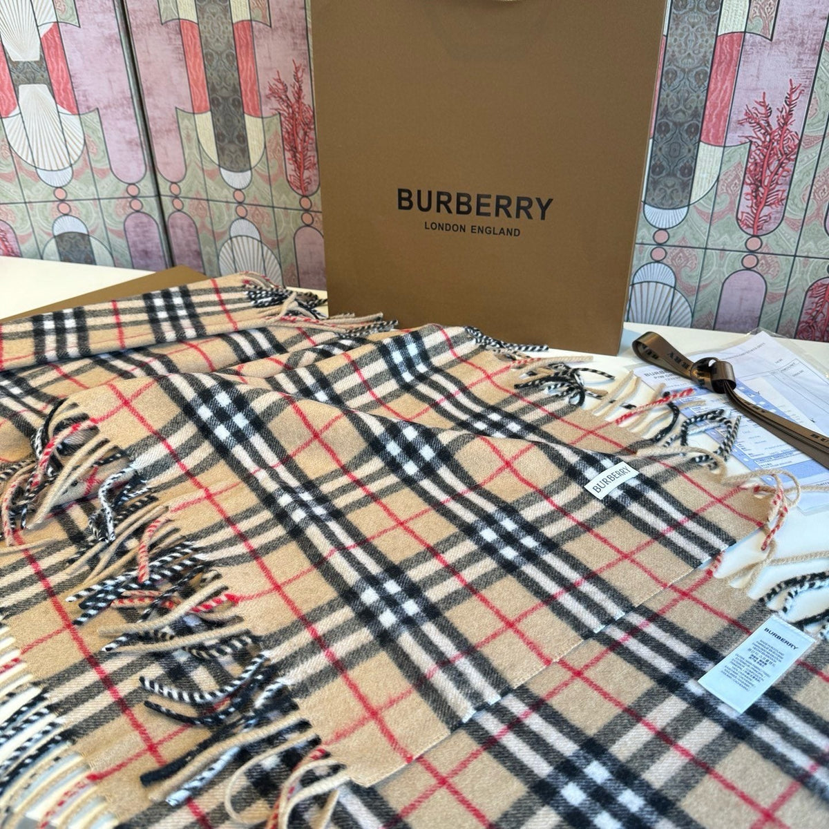 Burberry Long Plaid Fringed Scarf - 155 x 30 cm