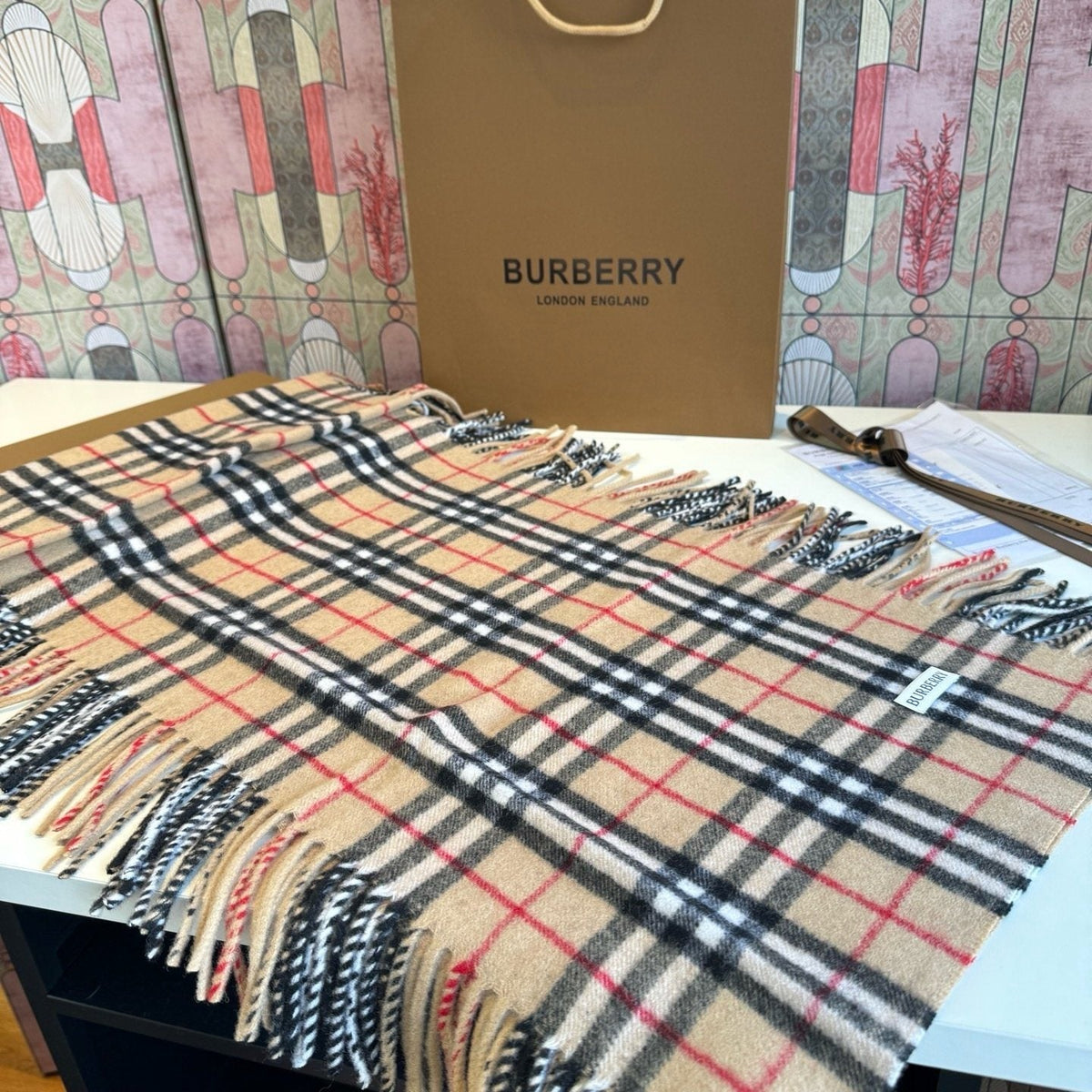 Burberry Long Plaid Fringed Scarf - 155 x 30 cm