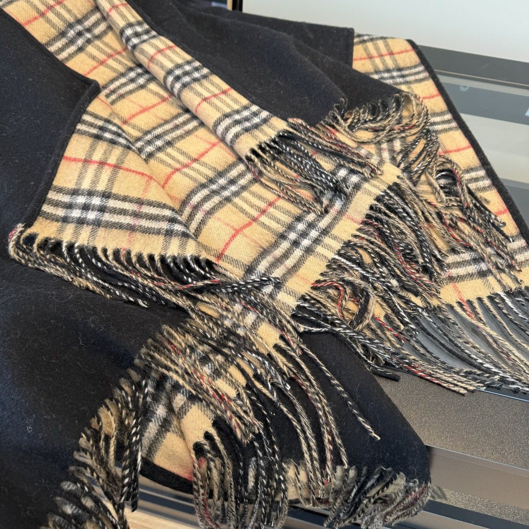 Burberry Fringed Plaid-Panel Poncho