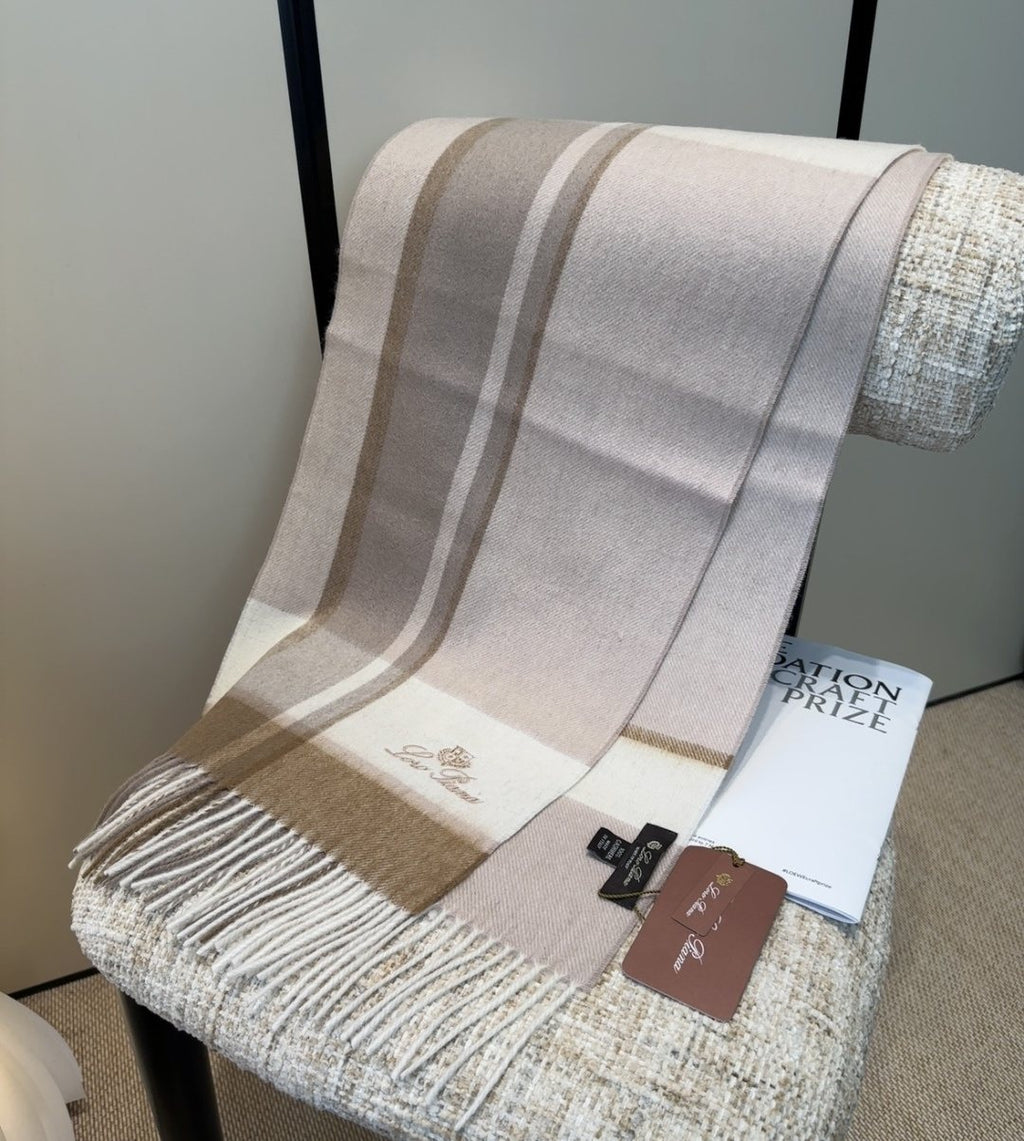 Loro Piana Color-Block Plaid Fringed Scarf