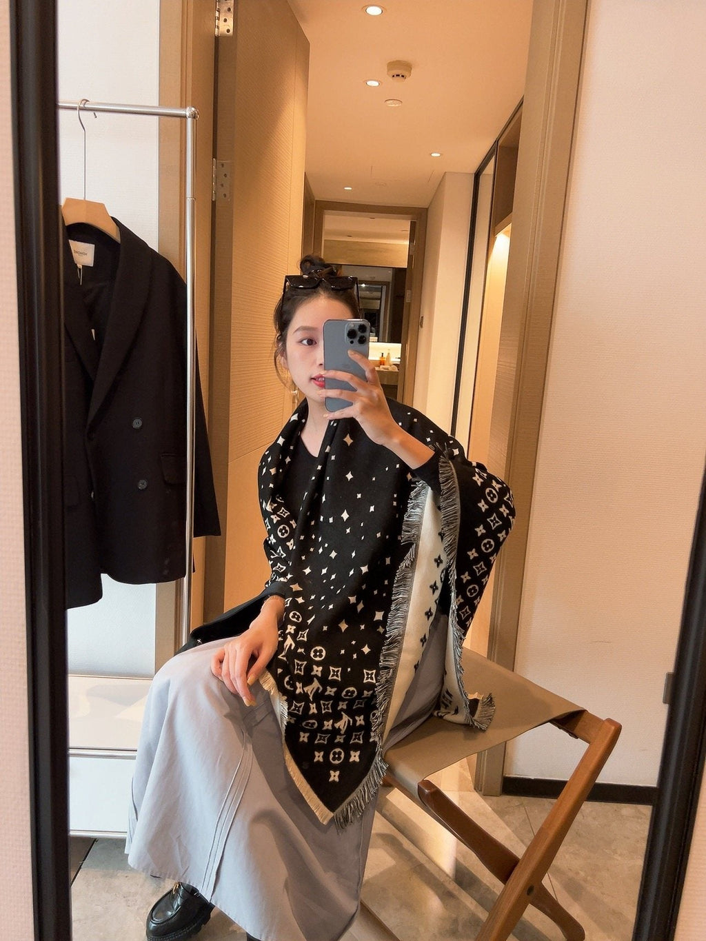 Louis Vuitton Starry Monogram Fringed Wrap