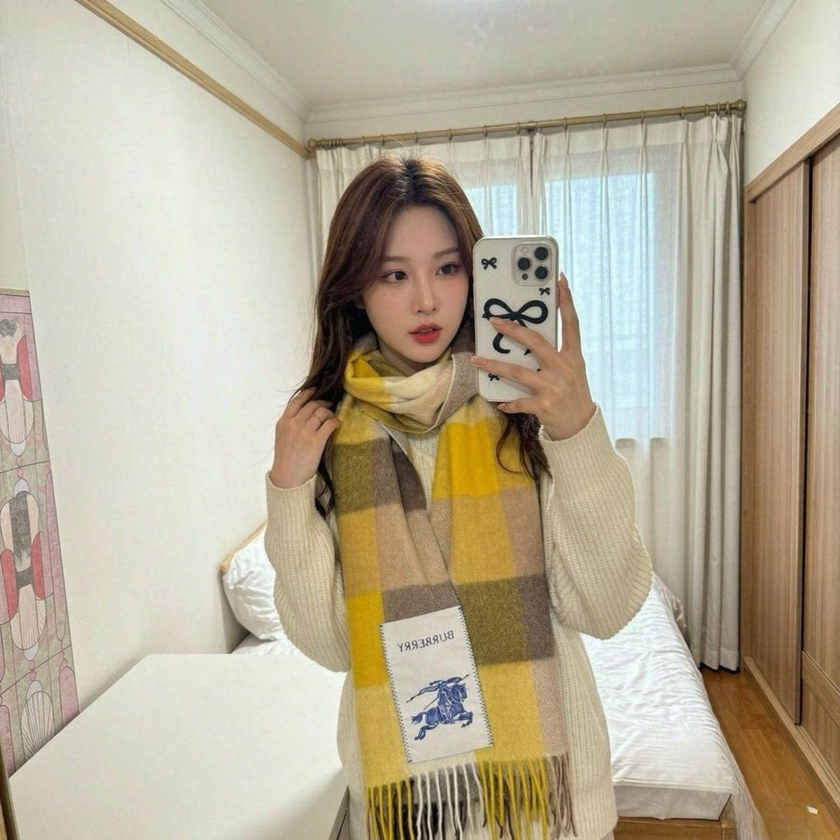 Burberry Woven Plaid Fringe Scarf - 30 x 180 cm