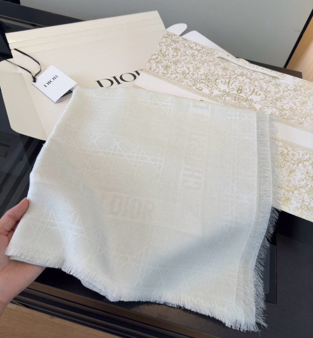 Dior Geometric Jacquard Fringed Square Scarf