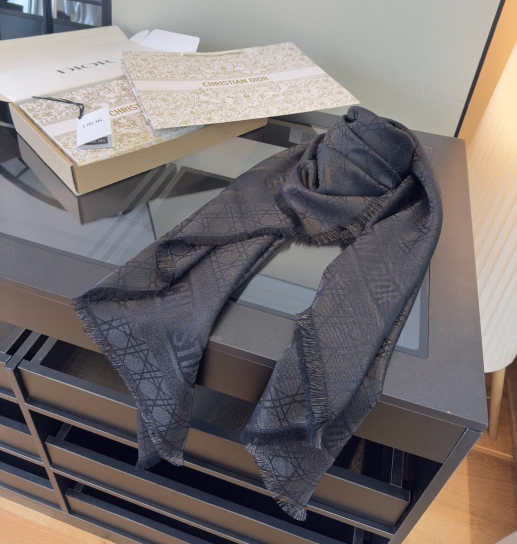 Dior Geometric Jacquard Fringed Square Scarf