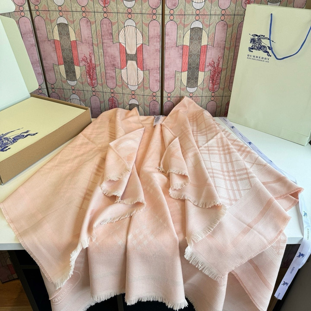 Burberry Fringed Woven Shawl
