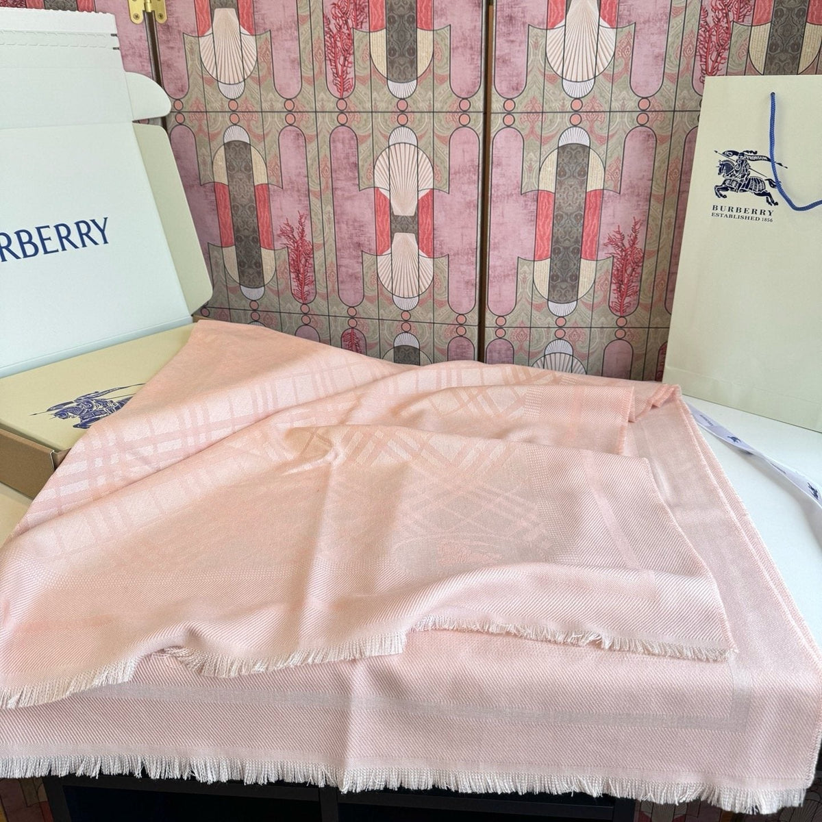 Burberry Fringed Woven Shawl