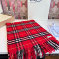 Burberry Red Plaid Fringed Scarf