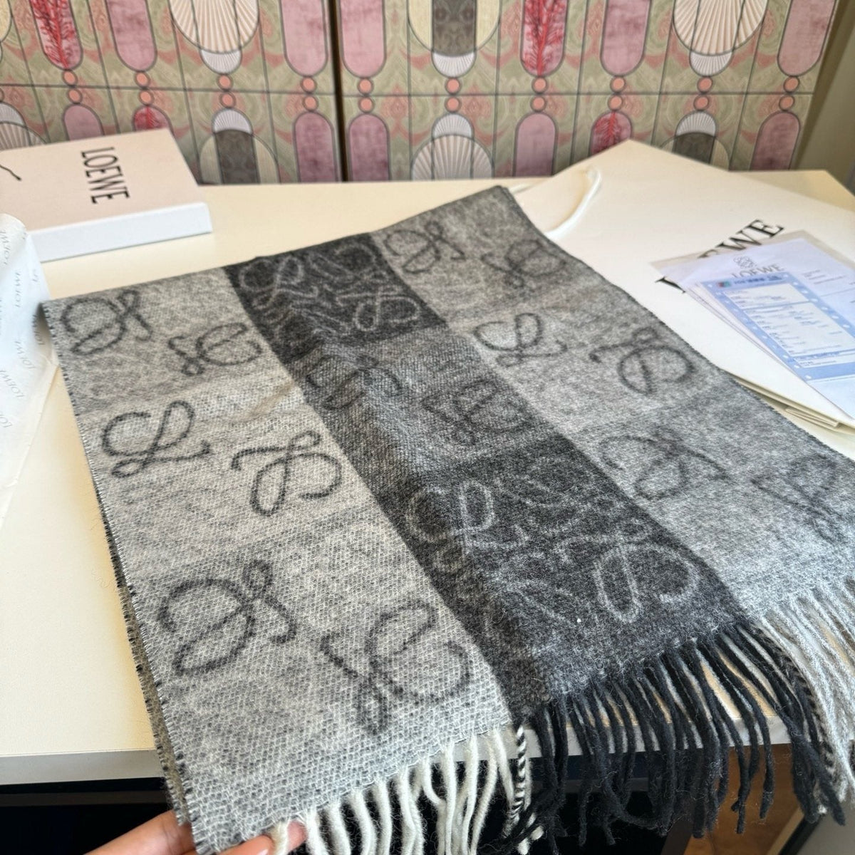 Loewe Fringed Loop-Motif Scarf